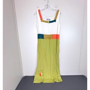 Faith by Celia Forrester Dress Set Womens S M Green Colorblock Art to Wear 2pc